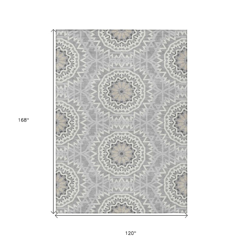 HomeRoots Floral Medallion Transitional Rectangle Outdoor Rug
