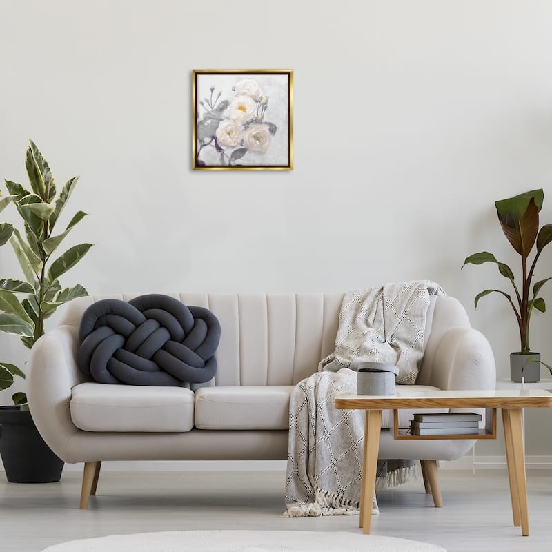 Stupell Bundle of White Blooms Framed Floater Canvas Wall Art Design By Emily Ford
