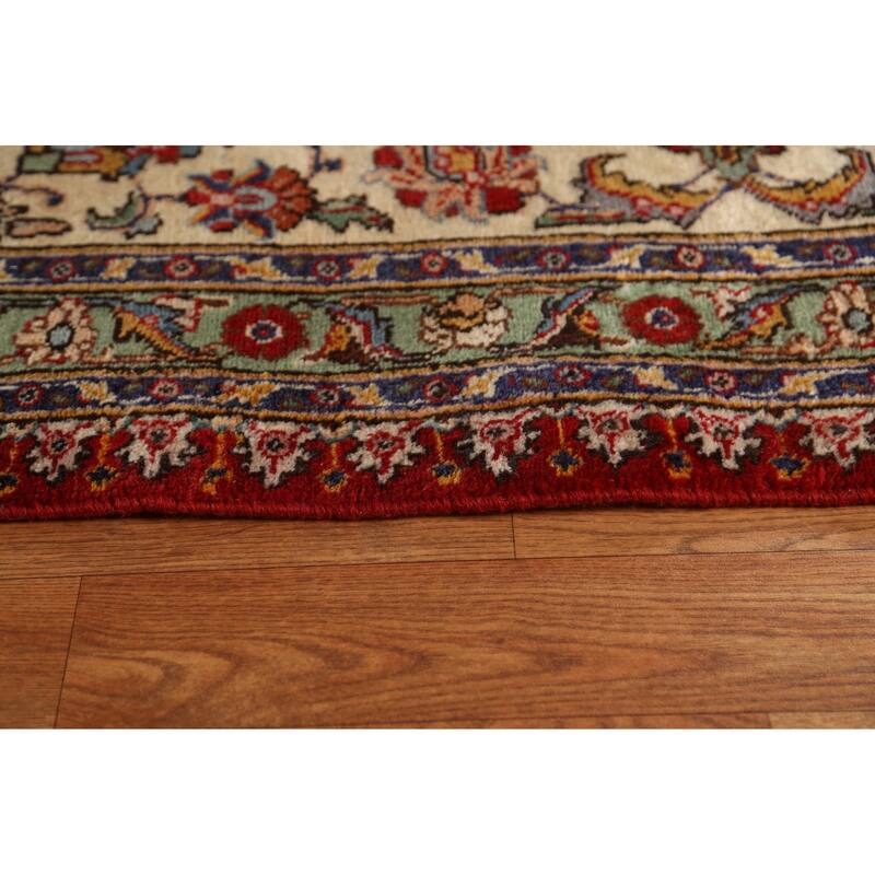 Hand Knotted Oriental 100% Wool Carpet Traditional All-Over Red Tabriz Area Rug - 16' 7'' X 10' 11''