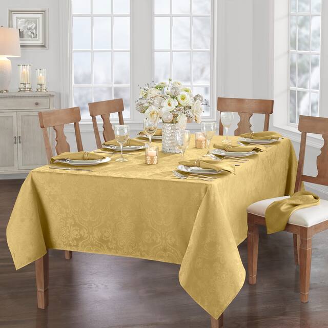 Caiden Elegance Damask Tablecloth - 60"x84" Oblong - Gold