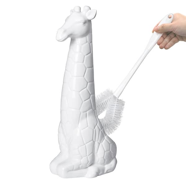 slide 2 of 5, Giraffe Toilet Brush Holder and Brush Set - Bowl Brush
