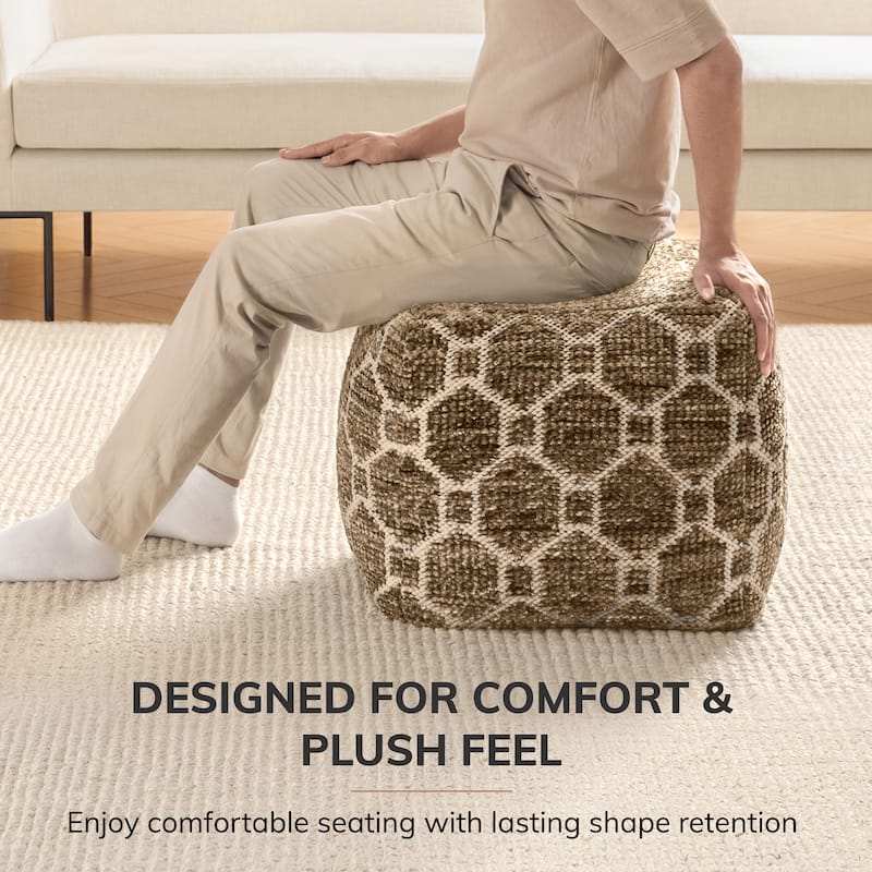 Jani 20-inch Ottoman Pouf - Handcrafted Handmade Ottoman for Seating, Footrest, Home Decor for Living Room, Bedroom
