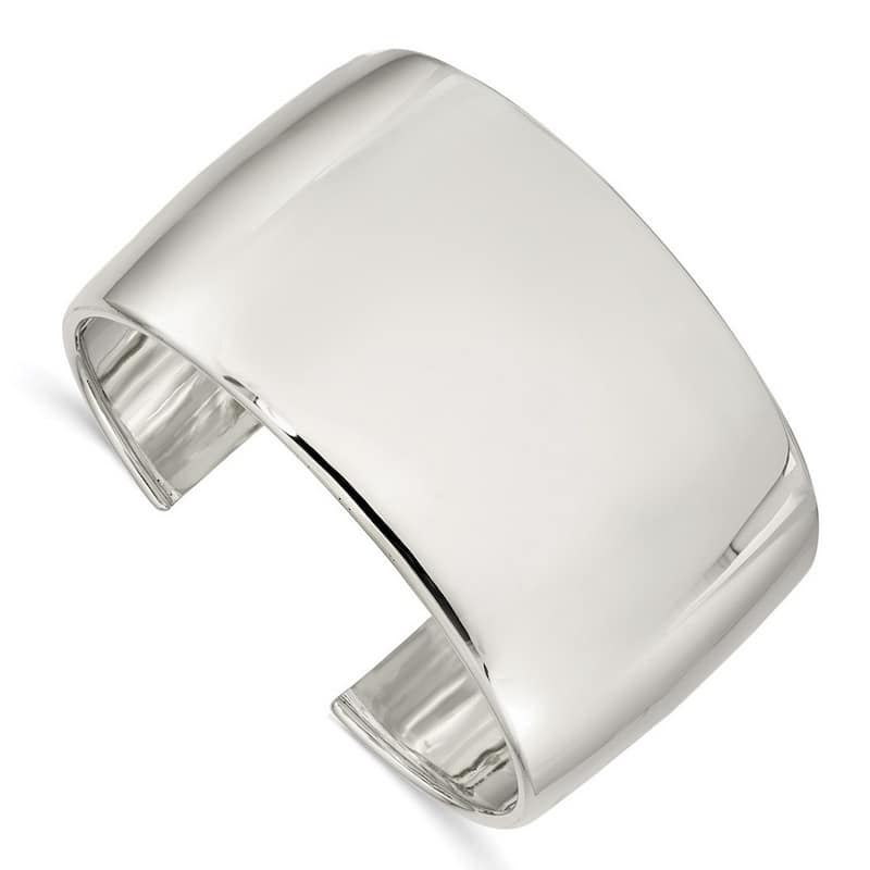 Curata 925 Sterling Silver 40mm Domed Polished Extra Wide Cuff Bangle Bracelet