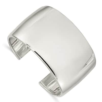 Curata 925 Sterling Silver 40mm Domed Polished Extra Wide Cuff Bangle Bracelet