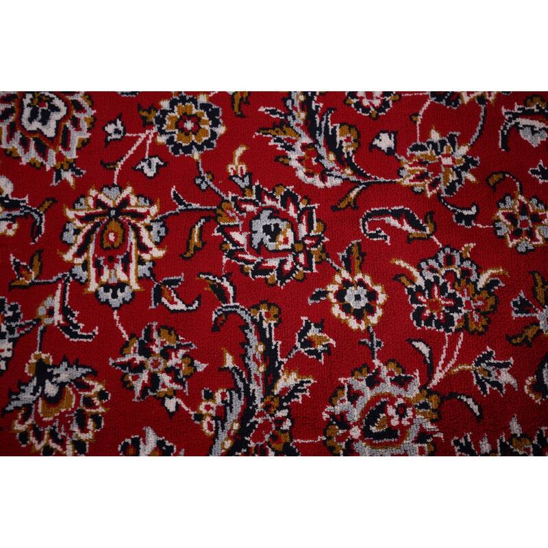 Floral Red Kashan Turkish Rug Dining Room Machine-Made Carpet - 9'7" x 12'9"