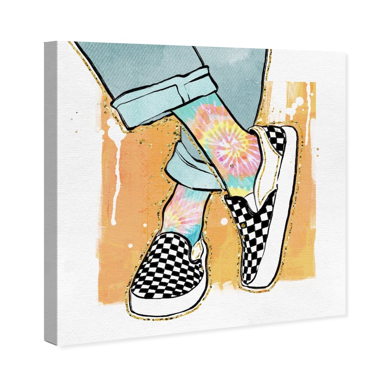 Wynwood Studio Canvas Fashion and Glam Her Favorite Shoes Orange and Light Orange Glam Wall Art Canvas Print