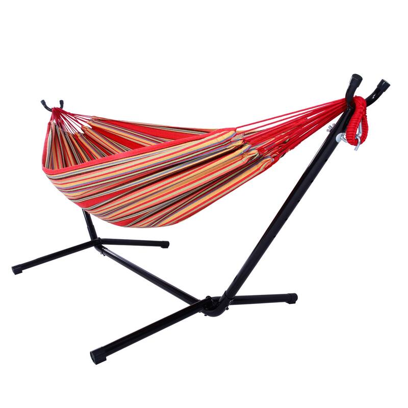 Portable Outdoor Polyester Hammock Set Black Background & Silver Flower & Colorful - 78.74 x 55.12