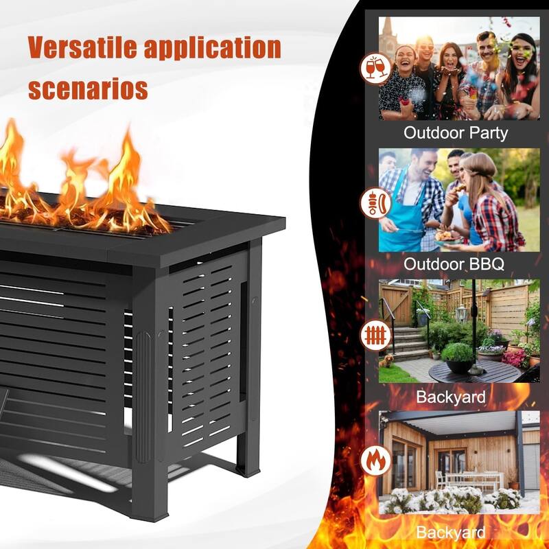 AECOJOY Outdoor Fire Pit Table, 43 Inch Wood Burning Grill Firepits, Metal Fireplaces with Waterproof Cover, 3 in 1 Fire Pits
