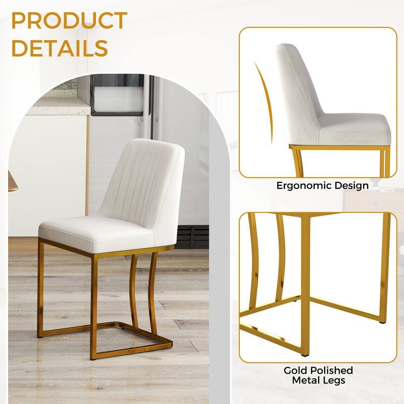Modern and Luxury Velvet Upholstered Dining Chair with Gold Metal Legs, Set of 2