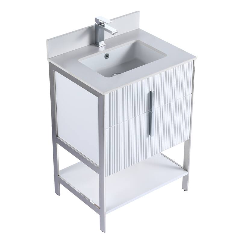 Fine Fixtures Serenity Modern Bathroom Vanity with White Stone Top