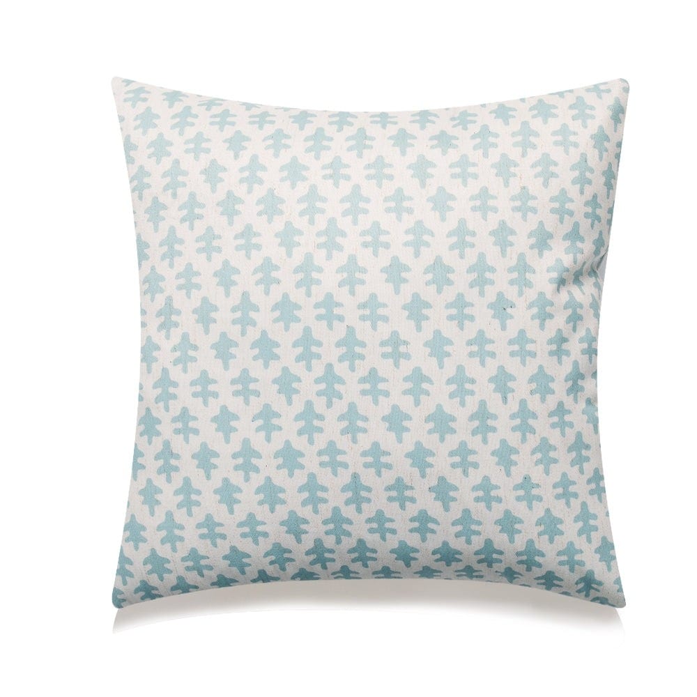 Blue Oak Leaves On White Pillow Cover