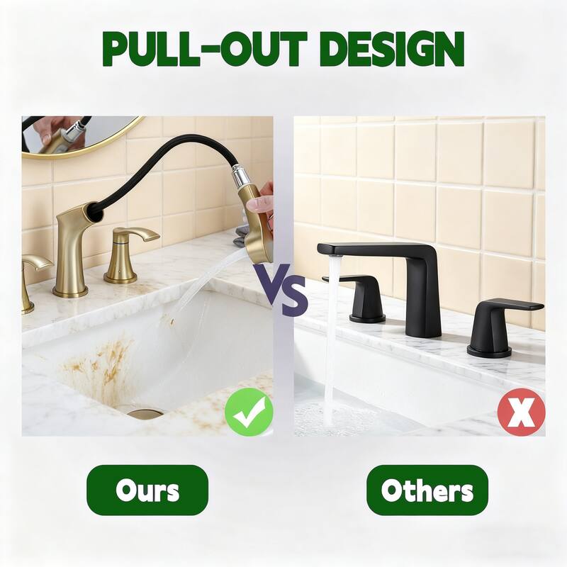 Topcraft Pull Down Two Handle Bathroom Sink Faucet