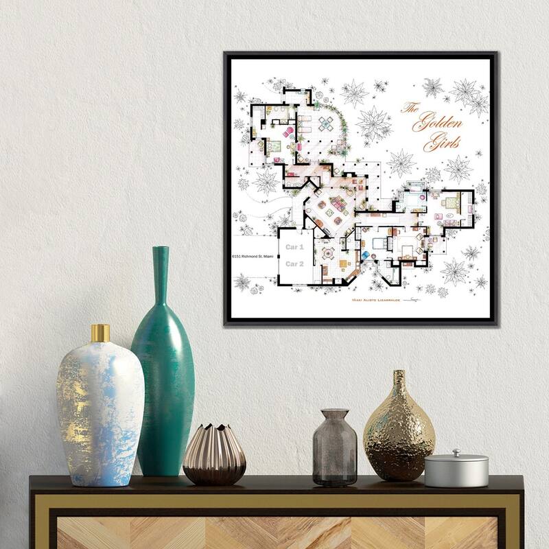 iCanvas "Floorplan From The Golden Girls" by TV Floorplans & More Framed