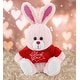 preview thumbnail 4 of 4, DolliBu I LOVE YOU Rose Gold Bunny Plush Animal with Red Shirt - 8 inches