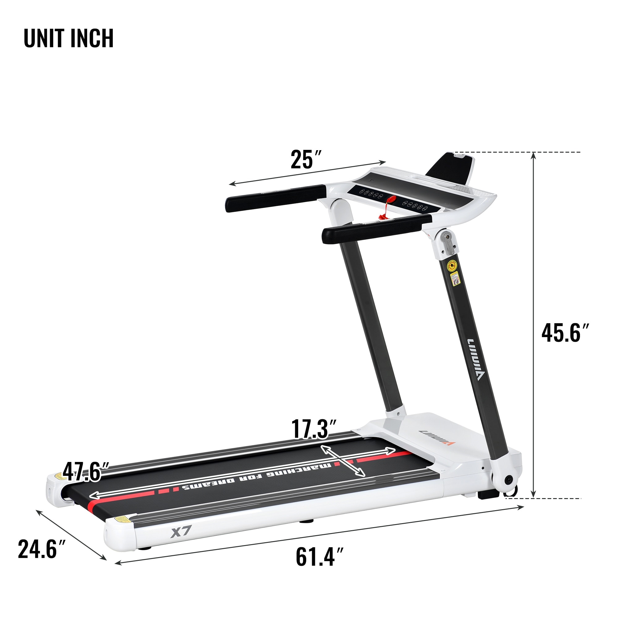 Portable Compact Treadmill Electric Motorized 3.5HP Medium Running Machine Foldable Motorised Walking Machine for Home Gym White On Sale Bed Bath Beyond 38139580