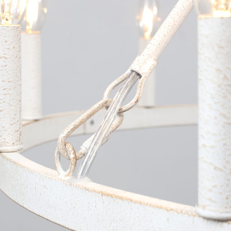 12-Light 37.99 in. Rustic Wagon Wheel Chandelier for Bedroom Kitchen