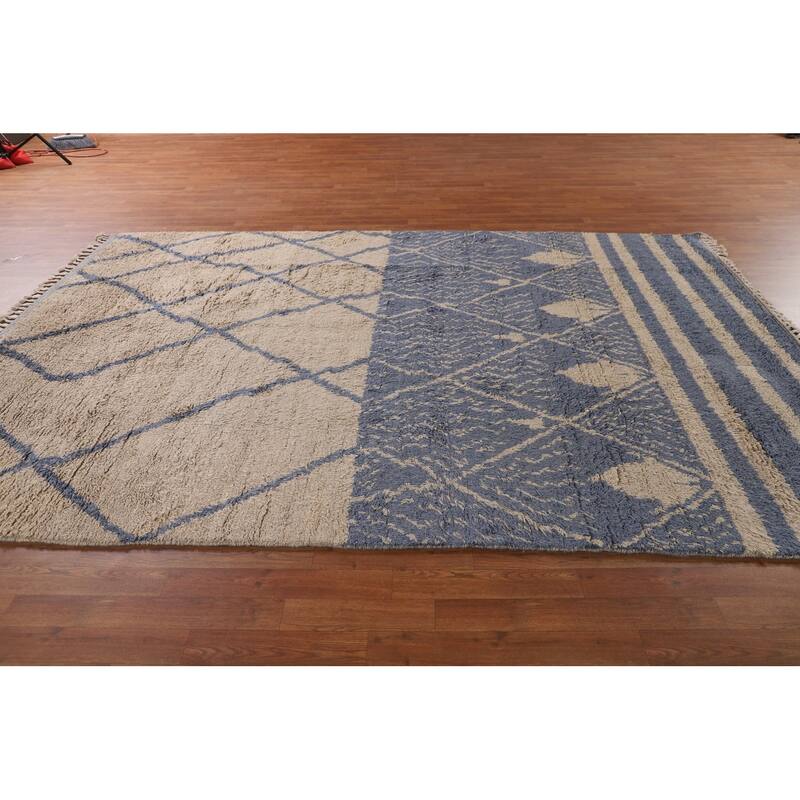 Plush Moroccan Oriental Area Rug Handmade Wool Carpet - 7'0" x 10'6"