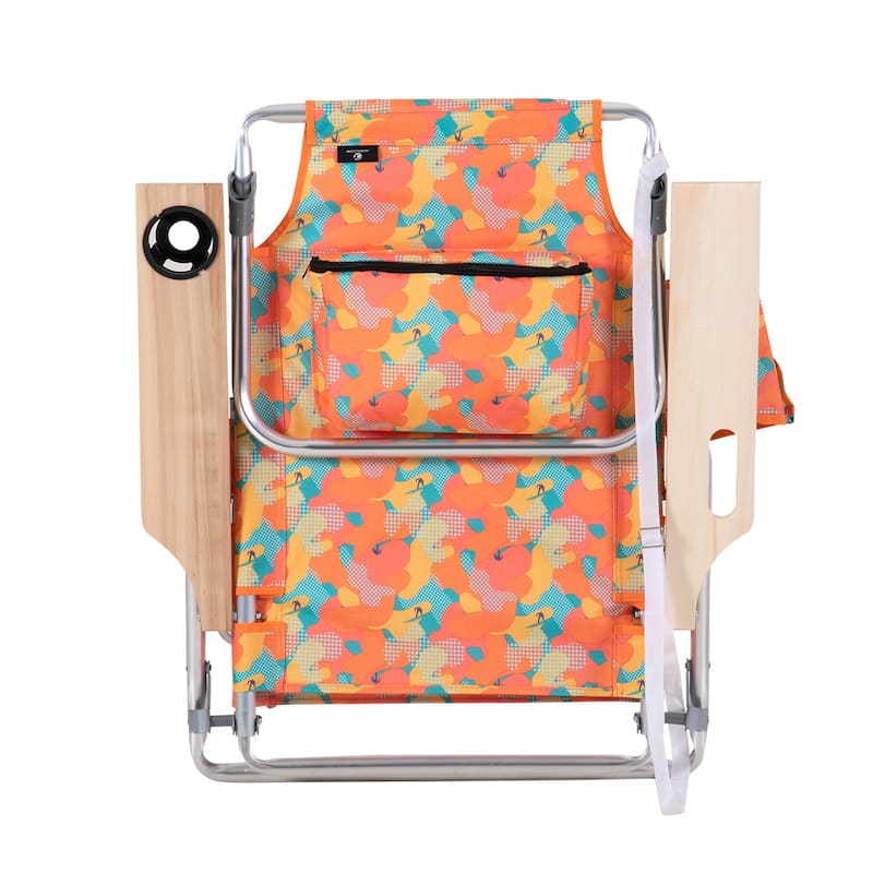 2-Piece Lightweight 5-Position Folding Lay Flat Beach Chairs with Tower Bar