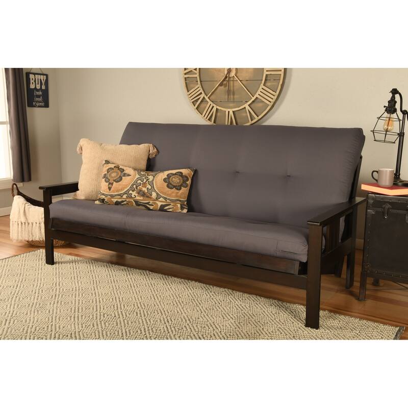 Somette Monterey Full-size Futon Set in Espresso Finish with Twill Gray Mattress