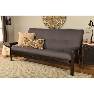 Somette Monterey Full-size Futon Set in Espresso Finish with Twill Gray Mattress