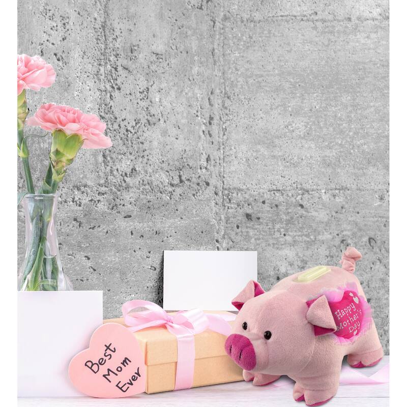 DolliBu Happy Mother’s Day Super Soft Pig Plush Bank with Pink Heart - 9 inches