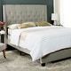 preview thumbnail 2 of 7, SAFAVIEH Winslet Light Grey Linen Upholstered Tufted Wingback Bed (Full)