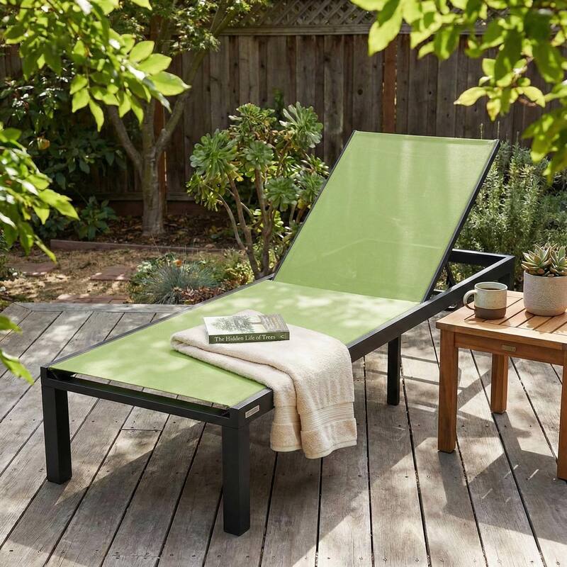 Marlin Outdoor Chaise Lounge Chair - Stackable Adjustable Recliner Sun Lounger for Pool, Beach, Patio, or Backyard