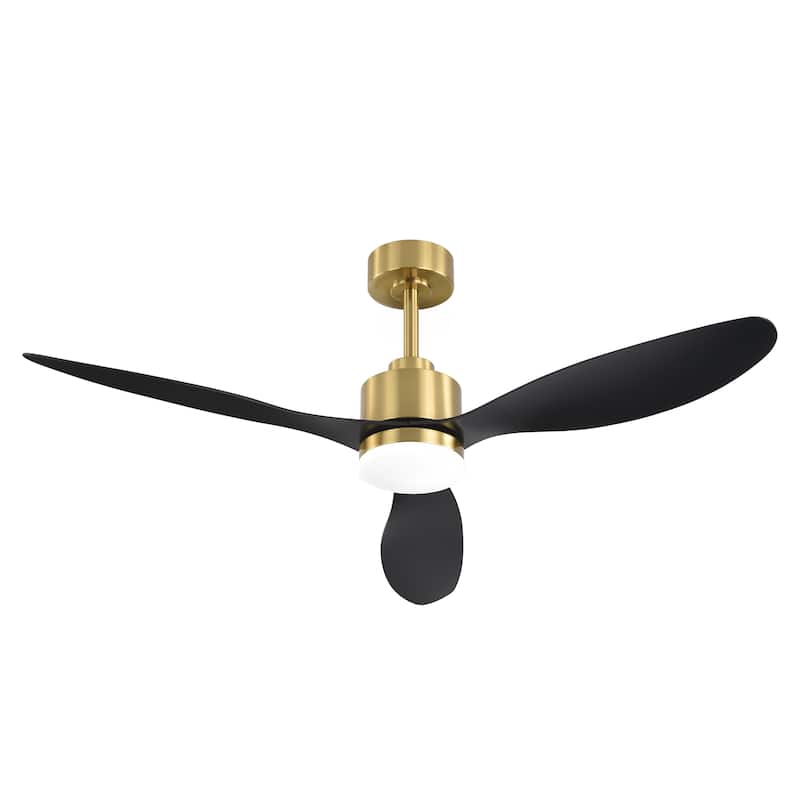 52 Inch Gold LED Ceiling Fan with Lights Remote(3-Blade)