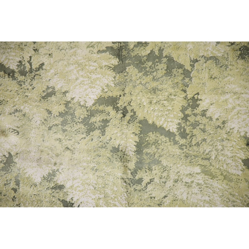 Green Modern Indian Abstract Rug Hand-Knotted Wool Carpet - 4'8"x 6'6"