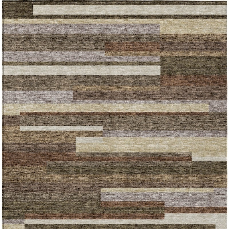 HomeRoots Striped Transitional Rectangle Outdoor Rug