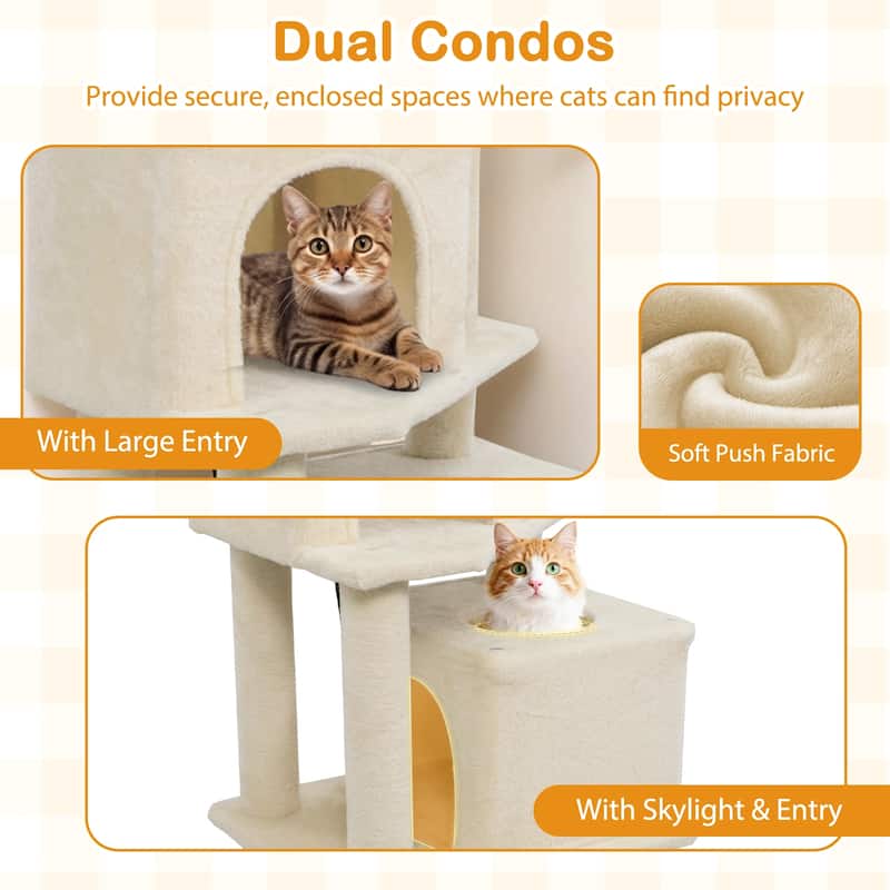 Gymax 57'' Cat Tree for Indoor Cats w/Dual Condos Hammock Sisal
