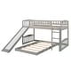 preview thumbnail 5 of 14, Twin Over Twin Bunk Bed Frame with Slide & Ladder, Solid Wood Low Bunkbeds w/Safety Guardrails, Noise Free, No Box Spring Needed