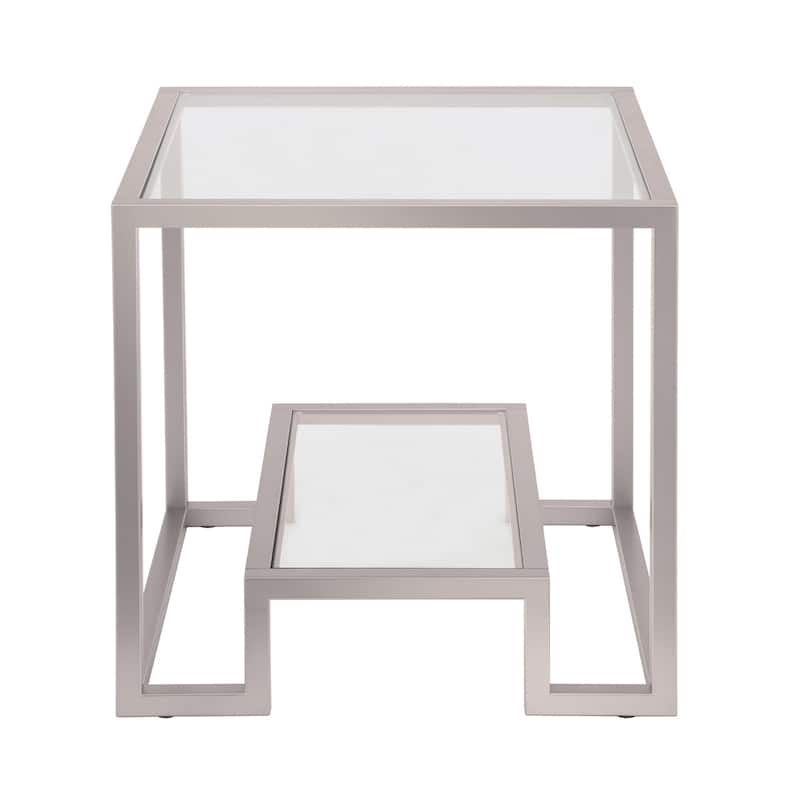 Glam 22'' Square End Table with Clear Tempered Glass Top - 22"W x 22"D x 22"H