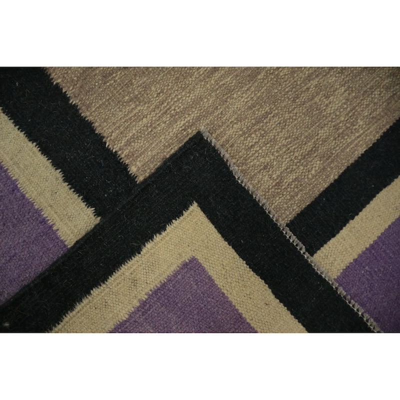 Hand Woven Oriental 100% Wool Carpet Southwestern Modern Brown Kilim Area Rug - 10' 0'' X 9' 7''