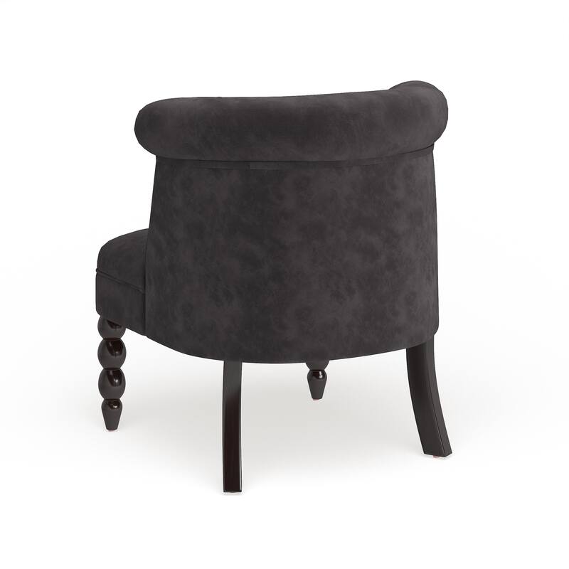 Silver Orchid Heston Victorian Style Contemporary Black Velvet Upholstered Accent Chair
