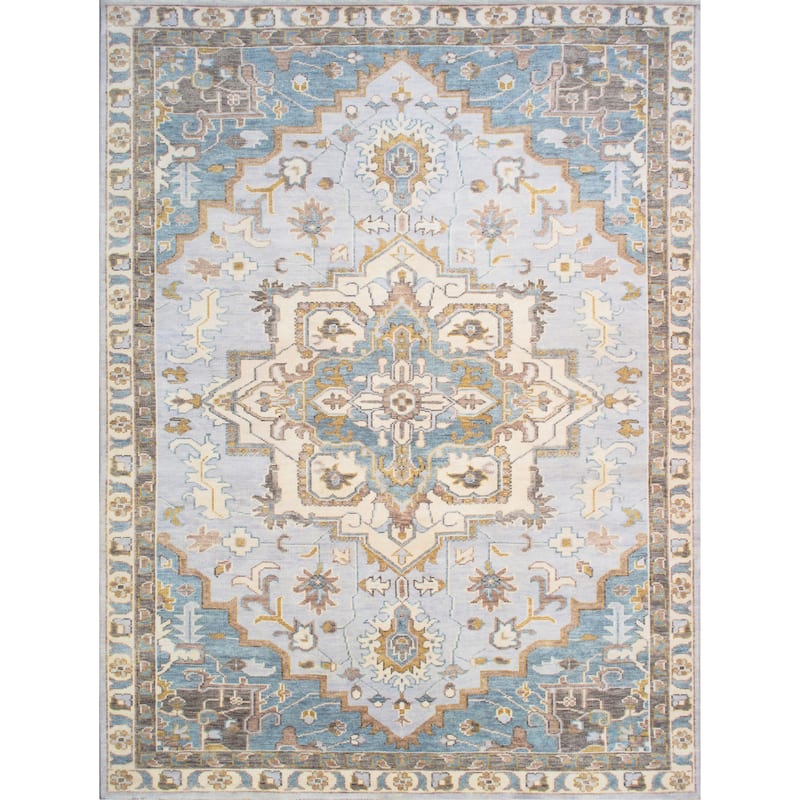 Pasargad Home Serapi Hand-Knotted L. Blue Wool Area Rug