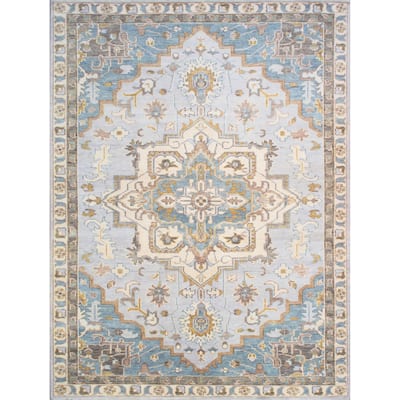 Pasargad Home Serapi Hand-Knotted L. Blue Wool Area Rug