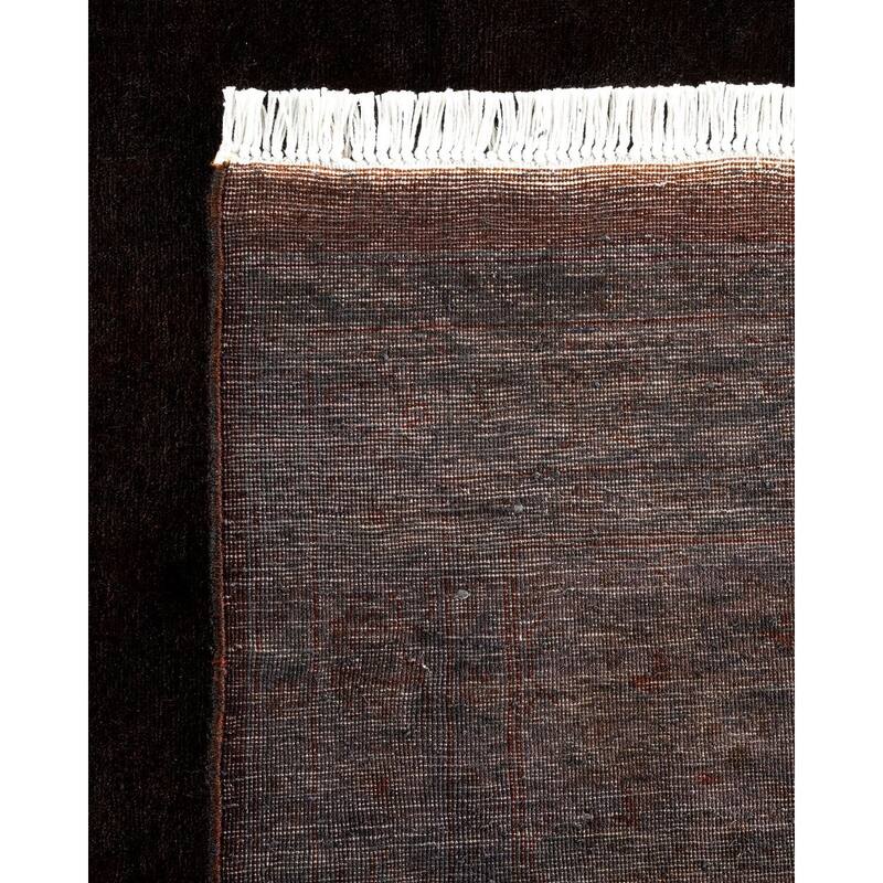 Overton Hand Knotted Wool Vintage Inspired Modern Contemporary Overdyed Black Area Rug - 10' 2" x 13' 7"