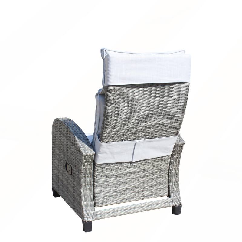 Outdoor Wicker Recliner Chair with Adjustable Backrest and Armrests