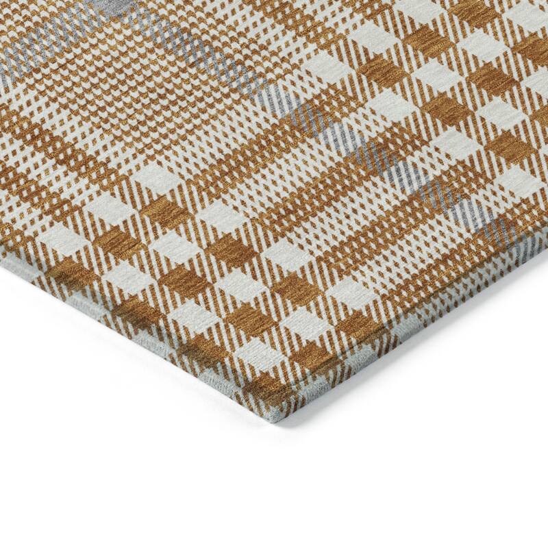 HomeRoots Plaid Transitional Rectangle Outdoor Rug