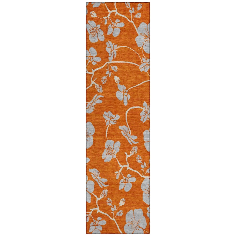 Machine Washable Indoor/ Outdoor Floral Zen Chantille Rug