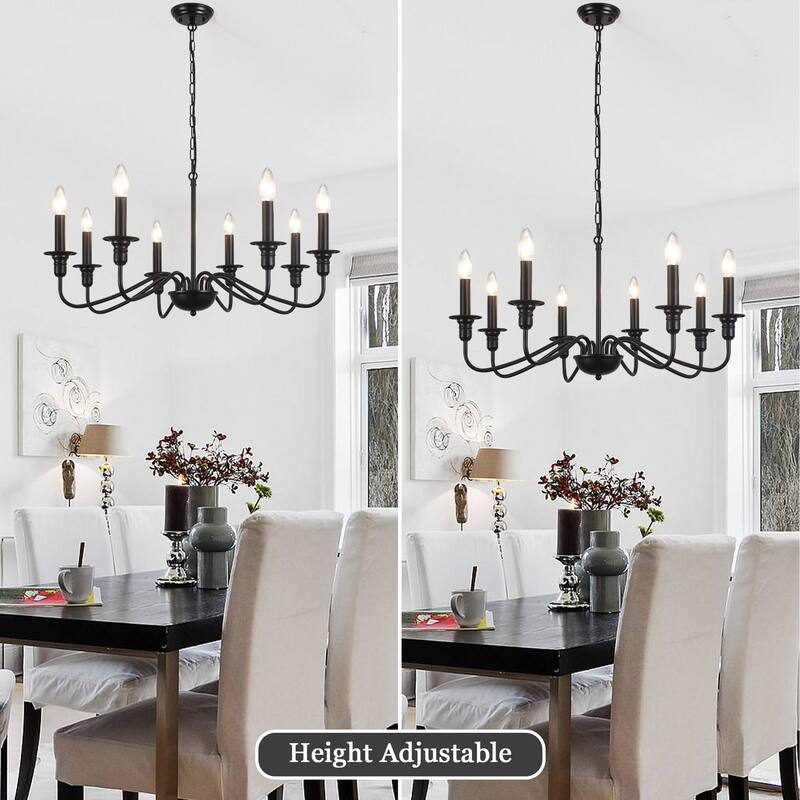 8-Light American Country Design Chandelier, Candle Style Chandelier for Dining Room Living Room Bedroom Kitchen - N/A