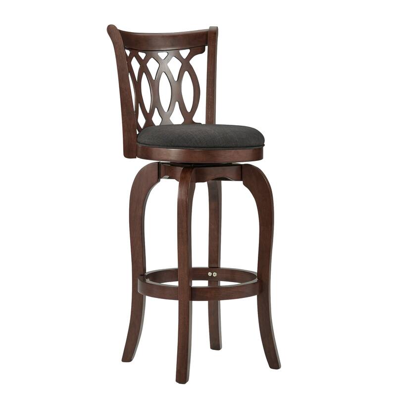Verona Linen Scroll-back Swivel 29-inch Bar Stool by iNSPIRE Q Classic