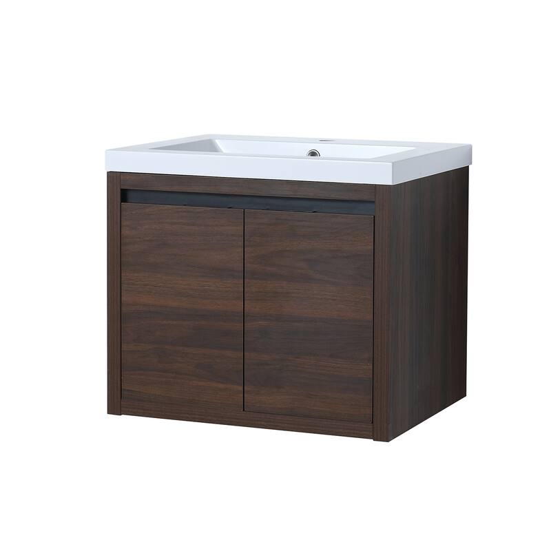 Topcraft Wall Mounted Bathroom Vanity with Sink - California Walnut - 24"
