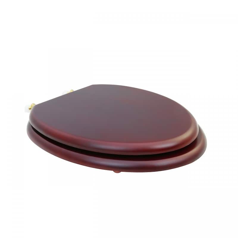 Cherry Wooden Toilet Seat Elongated with Brass PVD Hinges Renovators Supply