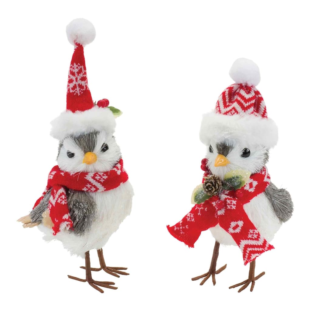 Set of 6 Winter Bird With Hat Scarf Christmas Tabletop Figurines 10.5"