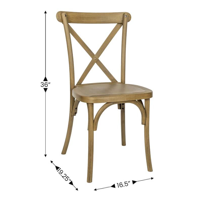 Indoor/Outdoor Commercial Grade Wood Look Resin Cross Back Chair - 19.25"W x 19.75"D x 35.25"H
