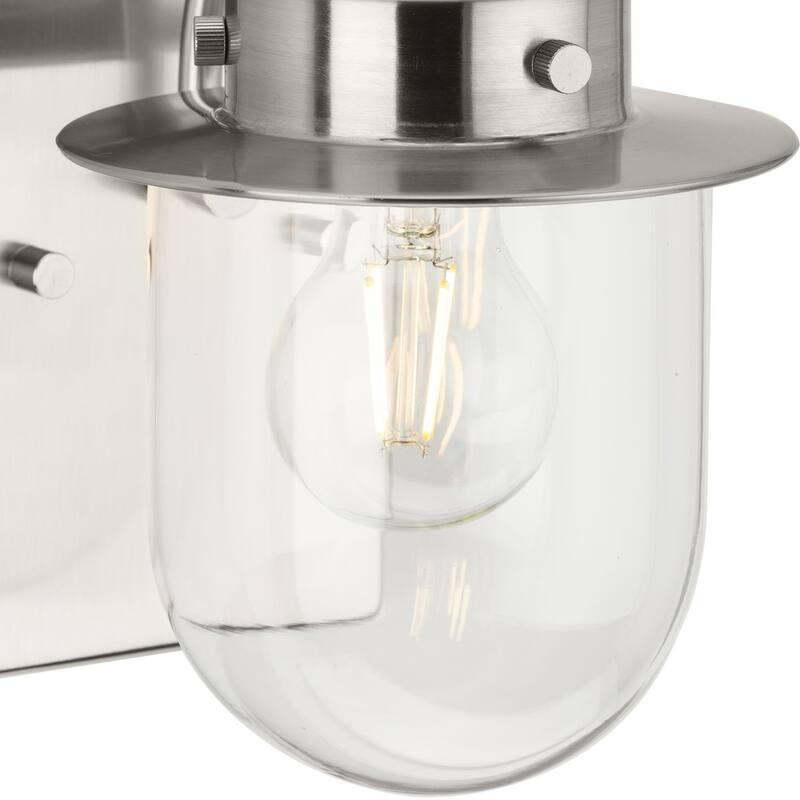 Northlake Collection One-Light Brushed Nickel Clear Glass Transitional Bath Light - 5.87 in x 7.5 in x 8 in