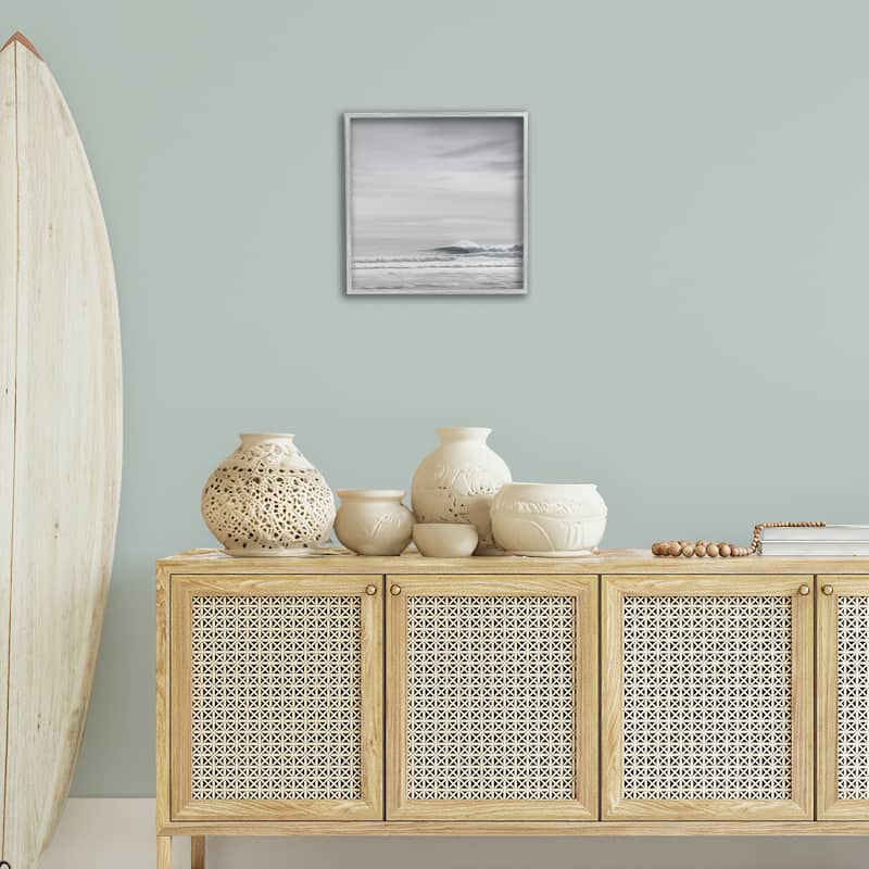 Stupell Misty Grey Beach Ripples Framed Giclee Art Design By Maggie Olsen