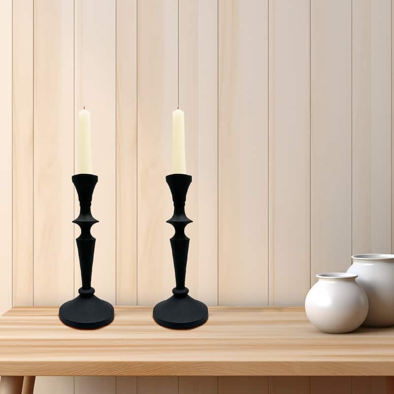 8 Inch Decorative Handmade Aluminum Artistic Candle holder Set of 2 - 3.5 x 3.5 x 8 in